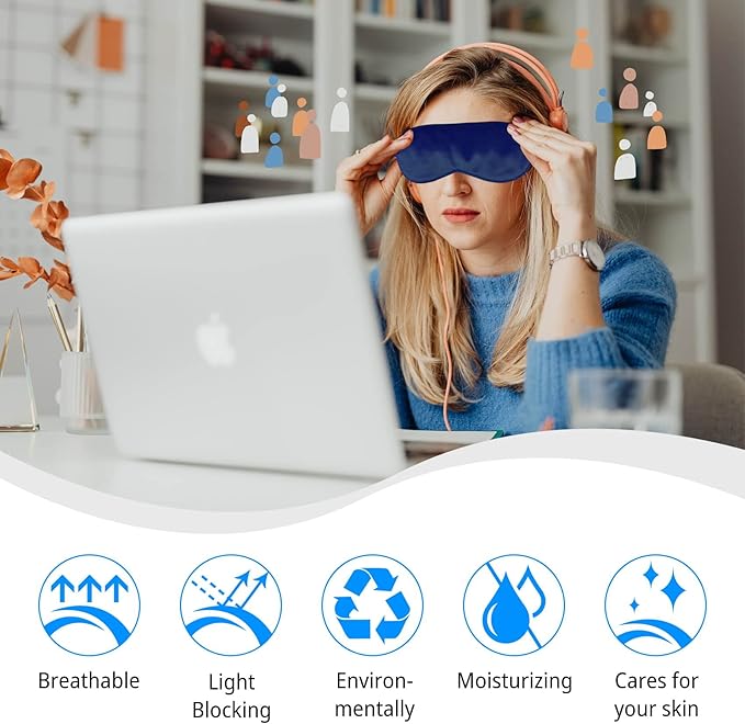 1 Pack Sleep Mask, Silk Eye Mask with Elastic Strap, Blindfold, Soft Silk Sleeping Mask for Girls, Women, Men (Grey)