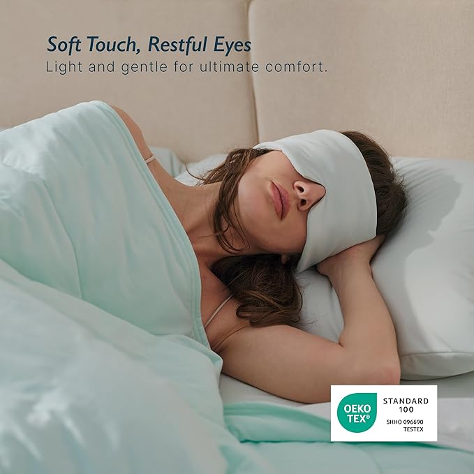 Breescape Cooling Silky Eye Mask, Instant Cool-to-Touch Fabric with Silent Closure, Full-Coverage Light Blocking, Adjustable Soft & Breathable Design for Ultimate Sleep Comfort, Comes with Travel Bag