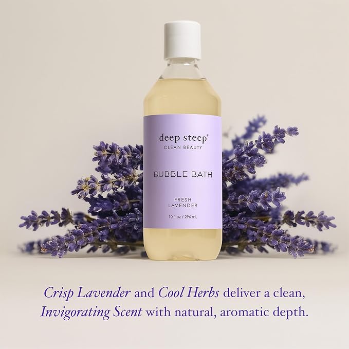 Deep Steep Bubble Bath, Fresh Lavender, 10 oz – Soothing Soak with Shea Butter, Argan Oil, Aloe Vera & Coconut Oil – Vegan, Sulfate-Free, PH-Balanced Clean Beauty