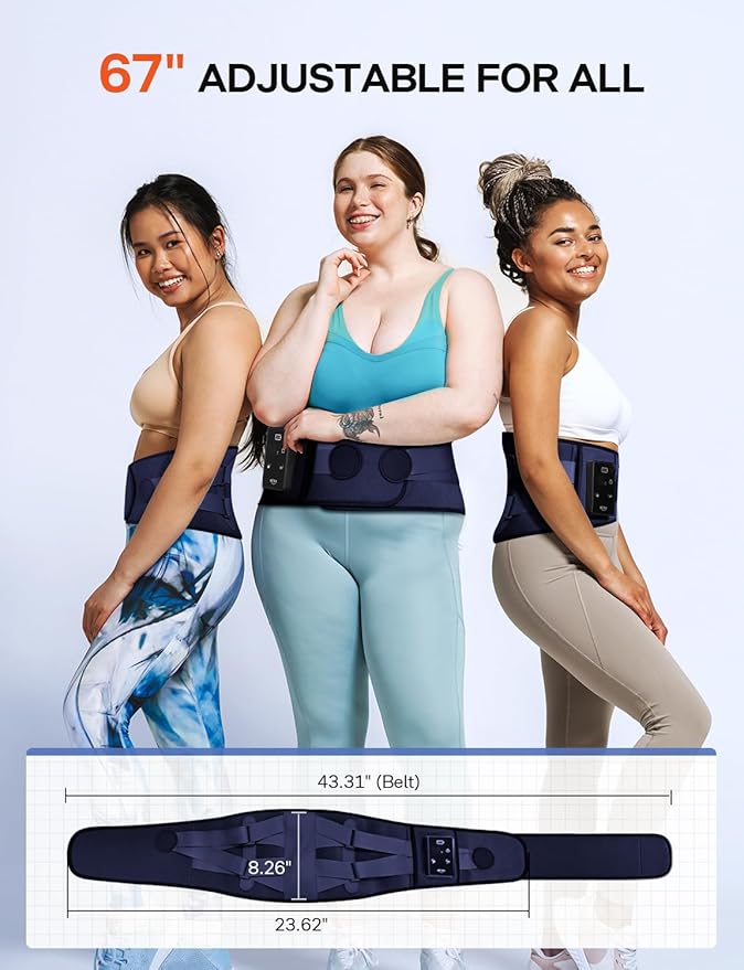 ALLJOY 67" Cordless Heating Pad for Back Pain Relief FSA Eligible HSA, Birthday Gifts for Women Men Mom Dad, Portable Lower Back Massager with 3 Heat 5 Vibration, Wireless Heating Pad for Cramps