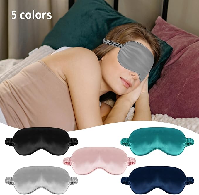 1 Pack Sleep Mask, Silk Eye Mask with Elastic Strap, Breathable Eye Mask for Sleeping,Travel, Girls, Women, Men (Black)