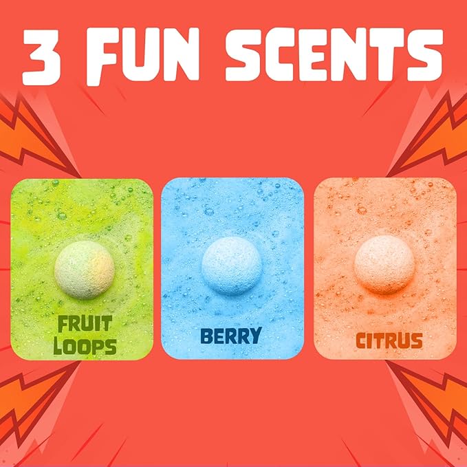 Superhero Bath Bombs for Kids with Surprise Toys Inside (3 Pack) - Large Bubble Bomb for Boys & Girls - Fizzies, Relaxing Aromas, USA Made, Skin-Safe, Stain-Free by Two Sisters