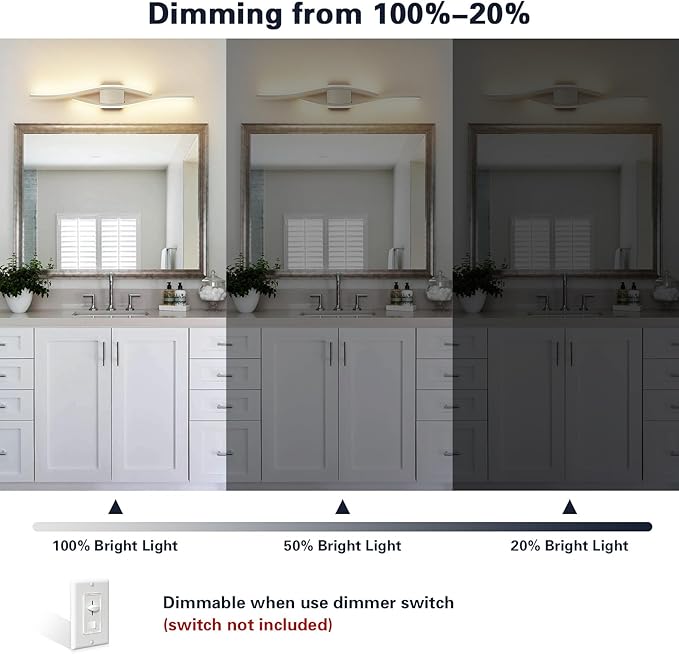 Joossnwell Bathroom Vanity Light Modern Bathroom Lighting Fixture Over Mirror Brushed Nickel 5CCT Dimmable Led Bath Vanity Light Bar 31.5 Inch