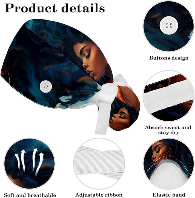Scrub Cap with Hair Scrunchy, Ponytail Holder Surgical Cap