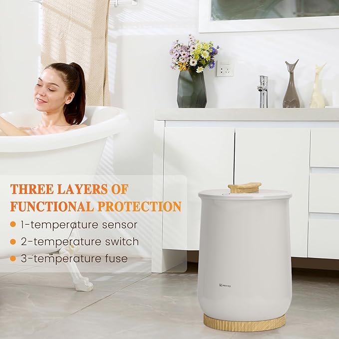 Keenray Towel Warmers, Luxury Bucket Towel Warmer, Large Towel Warmer for Bathroom, Auto Shut Off, Fits Up to Two 40"X70" Oversized Towels, Bathrobes, Blankets, PJ's and More, CL1