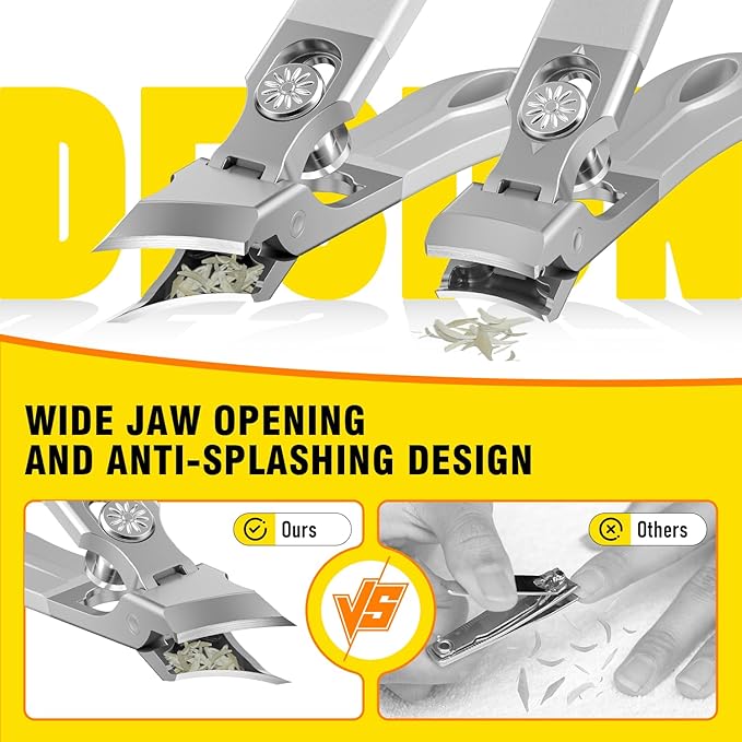 Toenail Clippers for Thick Toenails, Wide Jaw Opening Nail Clippers for Men, Heavy Duty Ingrown Toenail Clippers Nail Cutters, Eagle Beak Slanted Nail Clippers，3-Piece Set with Case