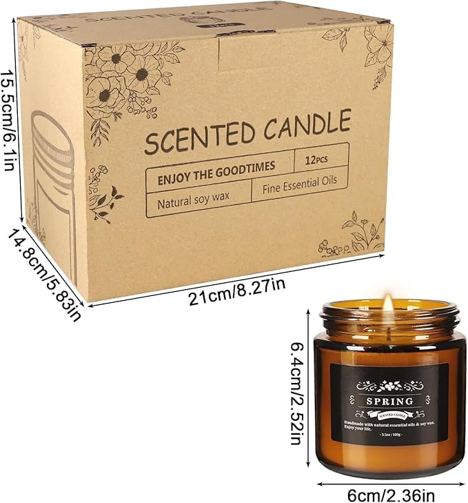 YOROXRG 12 Pcs Scented Candles with Added Natural Essential Oils, 3.05oz, Suitable for Various Festivals, Parties, Yoga, and Home Scene