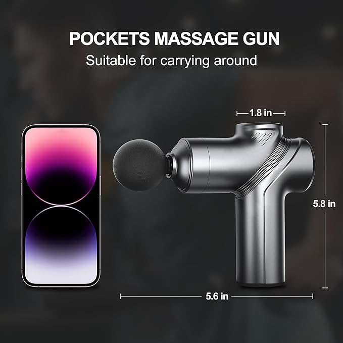 LEERCON Mini Massage Gun,Portable Deep Tissues Muscle Massager, 4 Massages Head and 6 Speeds,Suitable Gifts for Fathers, Mothers, Women, and Men