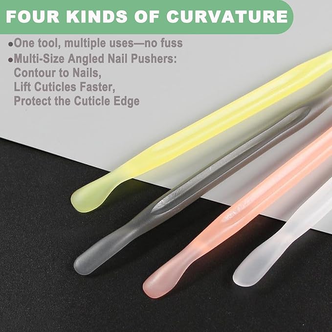 2Pcs Plastic Cuticle Pusher, Dual-end Dead Skin Nail Pusher, Gentle Plastic Pusher, Gel Polish Remover Tool, Manicure and Pedicure Tool, White