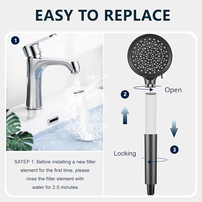 AWO 2 PACK Replacement Shower Head Filter Cartridge Compatible with Cobbe Handheld Showerhead,Multi Stage Shower Filtration Systems for Hard Water Reduces Chlorine,Fluoride and Harmful Substance