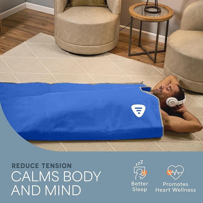 LifePro RejuvaWrap Infrared Sauna Blanket for Detox & Relaxation – Low EMF Carbon Fiber Heating, 9 Temp Levels, 5 Colors – Portable Sauna Blanket Infrared with Waterproof Interior & Carry Bag