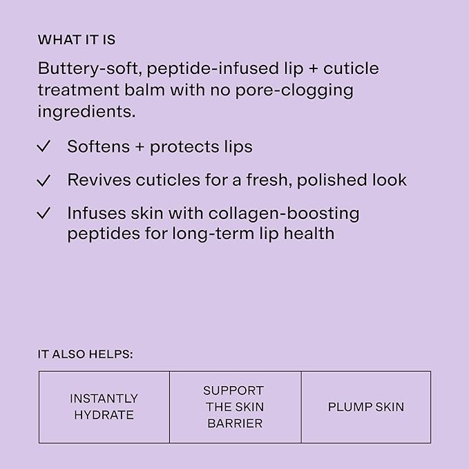 CLEARSTEM LIPS&CUTES Lip Balm & Cuticle Care - Multi-Tasking Hydrating Balm with Peptides, Vitamin E & Green Tea - Lip Care Products & Cuticle Balm Essentials for Daily Soothing & Nourishing Routine