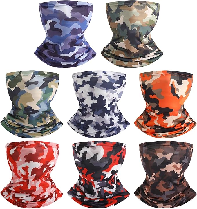 SATINIOR Summer Camo Neck Gaiter UV Protection Cooling Face Mask Sun Hood Bandanas for Men Women Sunscreen Breathable Bandana