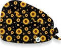 Adjustable Scrub Cap with Buttons & Sweatband, Working Hat with Elastic Tie Back, Unisex Nurse Surgical Caps for Women & Men