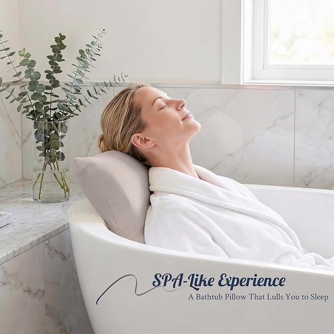 Luxury Bath Pillow for Bathtub, Soft & Comfortable Head Neck & Back Support, Adjustable Thickness, Quick Drying Bathtub Pillow for Pain Relief, Ideal Gift for Christmas Birthday Mother’s Day