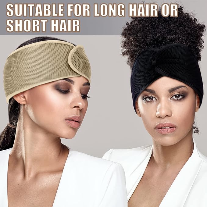 Xuhal 4 Pieces Mesh Hair Wraps for Black Women, Adjustable Size, Multiple Use Ways, Stylish Color to Match, Navy Blue, Black, Beige, Camel