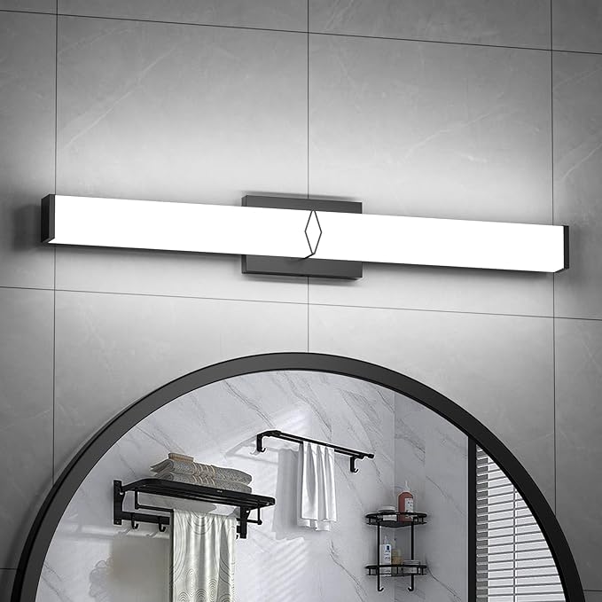 Modern Bathroom Light Fixtures,32inch Dimmable Bathroom Vanity Lights Over Mirror, 32W 3600LM LED Vanity Lights,5700K Matte Black Vanity Lighting Fixtures,ETL Certified Cool White