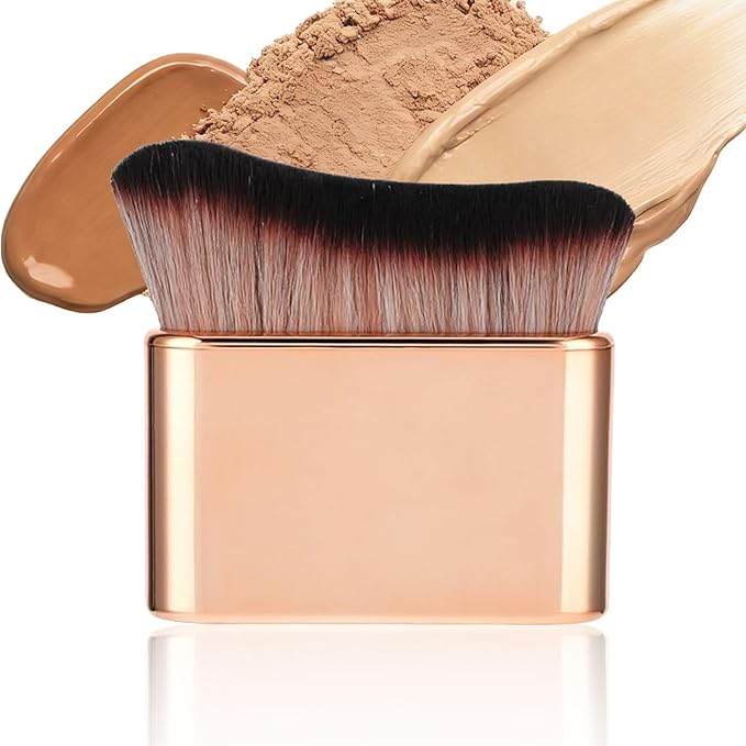 Professional Kabuki Foundation Brush - Self Tanning Blend Brush, Makeup Brush Streak-Free Application Multi-Use for Foundation Self Tanner Sunscreen Body Lotion (Rose Gold (Self Tanner Brush))