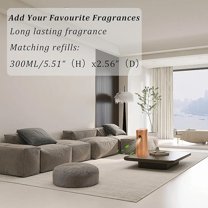 Automatic Air Freshener Spray Dispenser (6-Pack), Free Standing or Wall Mounted Adjustable Aromatherapy Machines for Home, Indoor, Bathrooms, Offices, Hotels and Commercial Places (Wood, 001)
