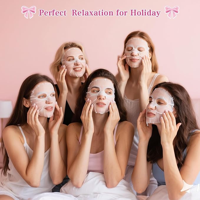 54PCS Spa Party Supplies for Girls, Spa Party Favors Include Facial Masks,Under Eye Patches, Lip Balm, Foot Bath Bombs, Hand Cream, Compressed Towel, Hair Band for Six Girls, Sleepover Party gifts