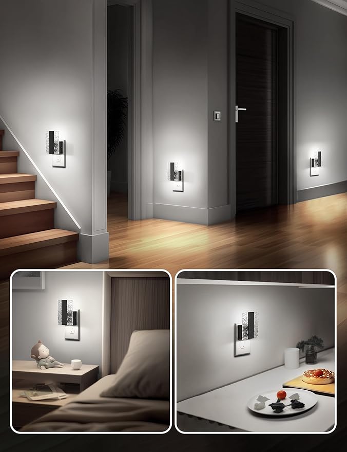 DORESshop LED Night Lights Plug Into Wall, Decorative Night Light with Dusk-to-Dawn Sensor, Dimmable Nightlights, Adjustable Brightness Night-Lights for Bathroom, Hallway, Bedroom,Stairway,Daylight