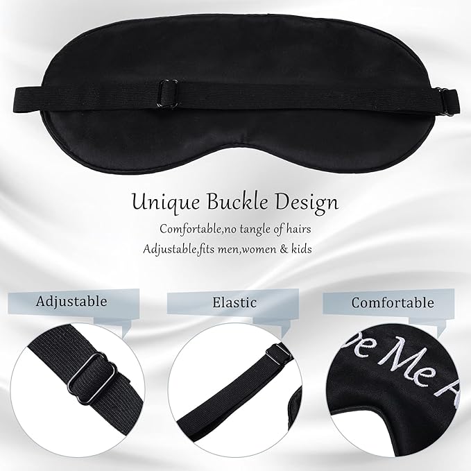 Geyoga 4 Pieces Funny Eye Mask for Sleep Soft Satin Eye Mask Blackout Blindfold with Adjustable Strap Silk Cover Out Lights for Women Men Travel, Nap, Meditation (Champagne, Grey, Purple, Black)