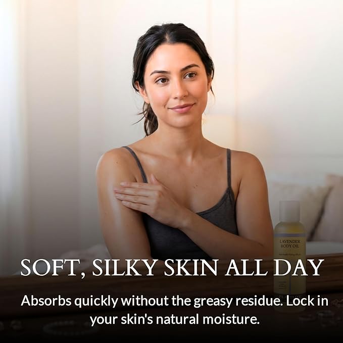 Plantlife Lavender Body Oil - Moisturizing Natural Body Oil for All Skin Types - Nourishing Dry Skin and Making It Feel Soft and Silky for Women & Men - Bath, Body & Massage Oil - 4oz