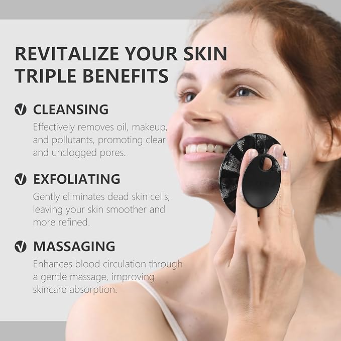 BEAUTAIL Silicone Face Scrubber 2 Pack, Manual Facial Cleansing Brush, Gentle Face Exfoliator for Sensitive Skin, Skin Care Exfoliating Face Brush for Men and Women, Black+Starlight