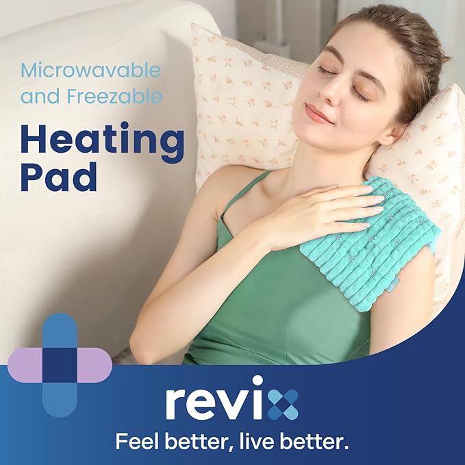REVIX 6 * 12" Moist Heating Pad Microwavable, Reusable Microwave Heating Pads for Joints, Weighted Heat Packs with Flaxseeds for Shoulders, Neck, Back, Unscented