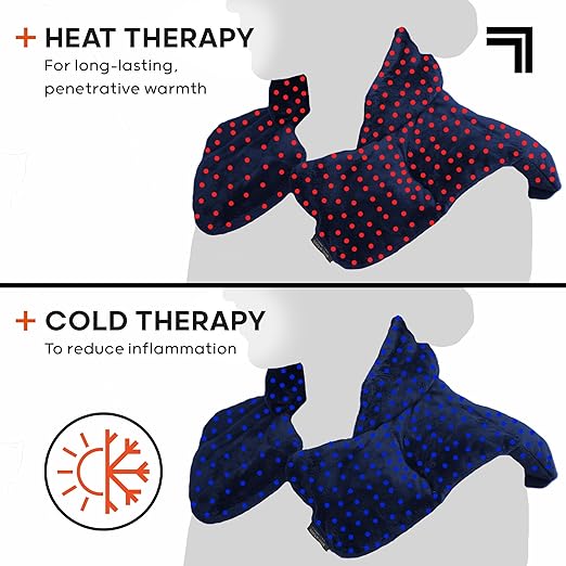 Sharper Image Heated Neck & Shoulder Wrap - Microwavable Warm & Cooling Plush Pad, Scented Aromatherapy (100% Natural Lavender & Herb Spa Blend), Pain Tension Headache Relief Therapy, Gift for Women