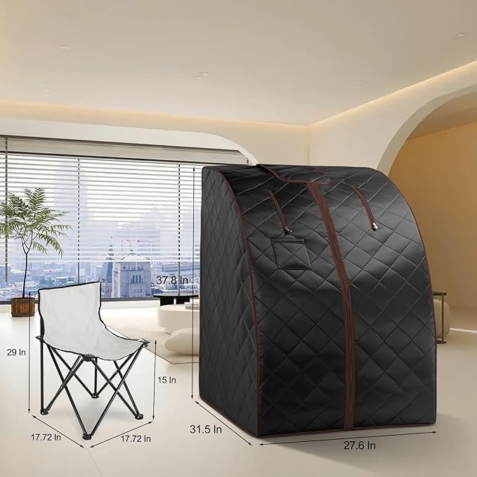 Infrared Sauna| Portable Personal Sauna| Home Spa Sauna| Separate Heating Foot Pad and Portable Upgrade Reinforced Chair, Relaxation at Home (L 27.6”x W 31.5”x H 37.8”)