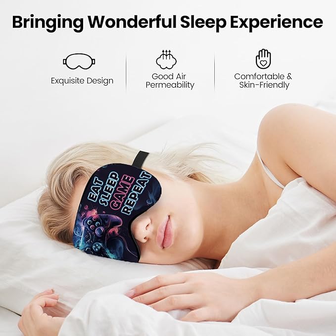 2 Pcs Boys Sleep Eye Mask, Guys Blackout Sleeping Silk Mask for Kids Adult Children's Travel Eye Cover Blindfold for Game