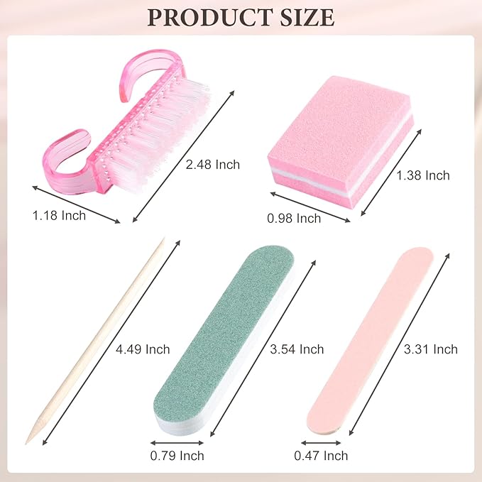 SUTOKAKA 10 Sets Disposable Manicure Prep Kit for Travel Home, Portable Basics 5 in 1 Nail Salon Pedicure Kit, Professional Nail Tool Supplies, Nail File, Mini Buffer, Wood Stick & Handle Grip Brush