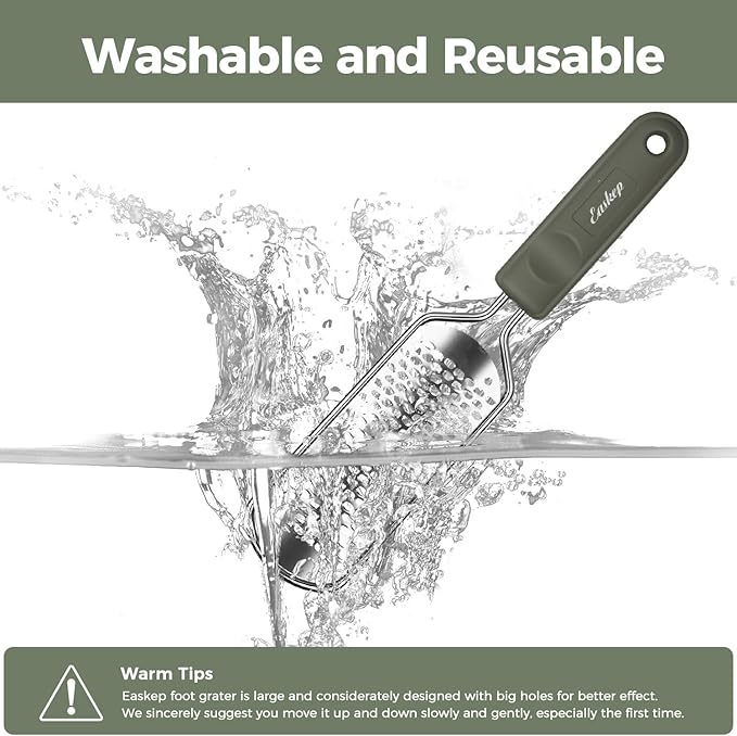 Foot File Foot Scrubber Pedicure - Callus Remover for Feet Easkep Professional Grater Rasp Foot Scraper Corns Callous Removers Cracked Dead Skin Remover for Dry and Wet Feet (Grey Green)