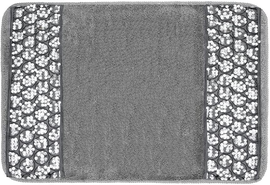 Zahari Home Sinatra Modern Bathroom Rug Classic Luxury Bath Rug Contemporary Decor Silver Bath Mat for Shower Unique Design Stylish Bathroom Rug Bath Shower Tub Decor Bling Silver by ZahariHome