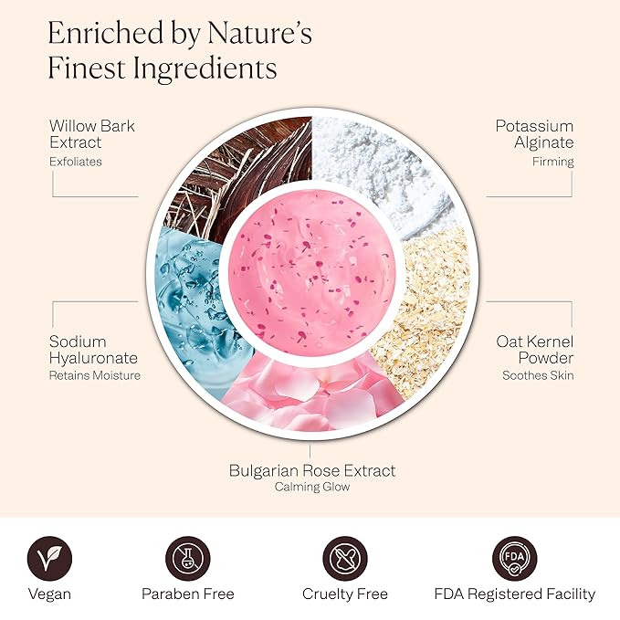 Jelly Face Mask for Facials - Bulgarian Rose Hydrating, Brightening & Nourishing Jelly Mask with Free Jade Roller & Spatula | Professional Hydrojelly Masks |Vajacial | 23 Oz | Mothers Day Gift for Mom