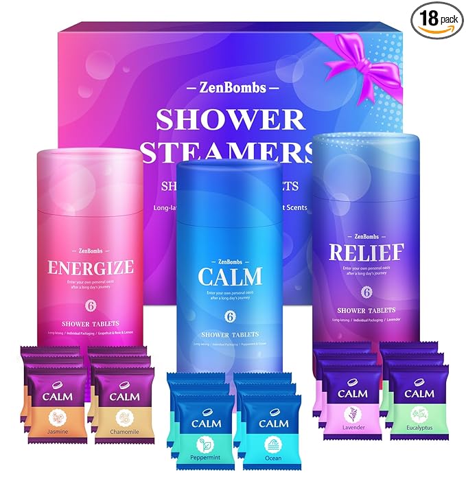 Shower Steamers, 18 Pack Set Shower Bombs with 6 Organic & Natural Fragrance, Self-Care & Relaxation Presents for Women and Men, Ideal for Personal Care and Birthday, Valentine's Day Presents