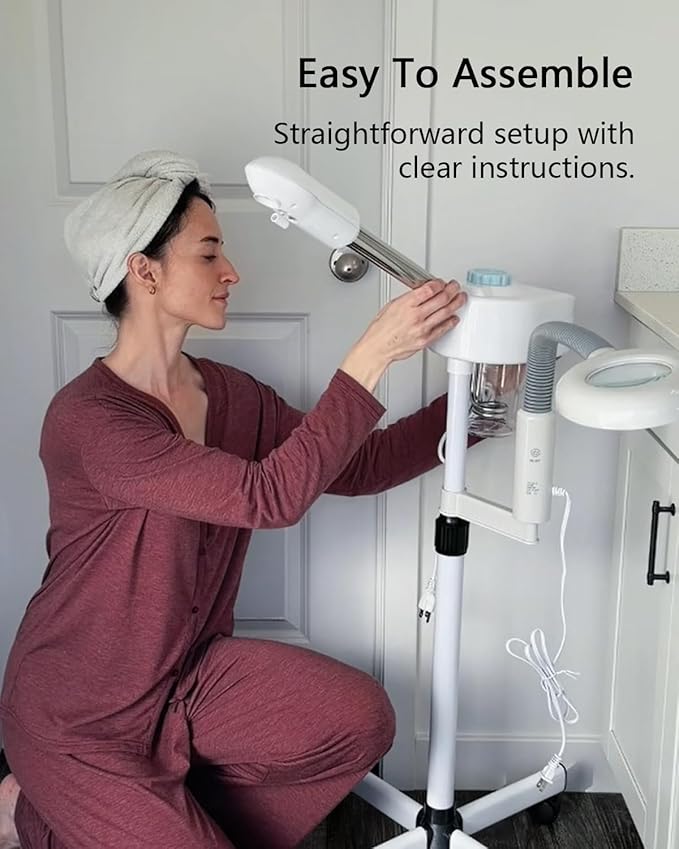 Artist hand Facial Steamer Professional 2 in 1 Hot Face Steamer with 5X LED Magnifying Lamp, Esthetician Face Steamer for Facial Deep Cleansing, Fast Heat Moisturizing for Beauty Salon Spa Home Use