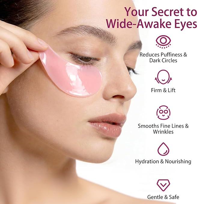 70Pcs Caffeine Peptide Under Eye Patches for Dark Circles Puffiness, Eye Masks with Rose Essence Hyaluronic Acid Niacinamide Anti Wrinkle & Fine Lines Hydrating & Cooling for Women Mothers Day