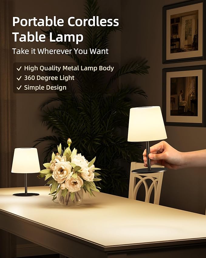 EZVALO Spa-Like Shower Lamp – IP65 Waterproof Bathroom Lamp, Rechargeable Cordless Mood Light, 3 Color Temps for Relaxing Bathroom & Bathtub Experience 2 Pack (Black)