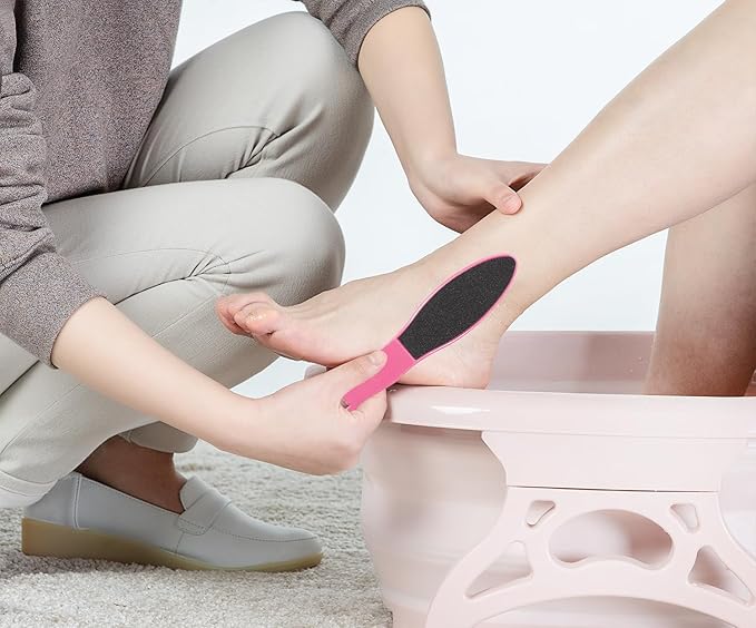 3pcs Foot File Callus Remover with Double-Sided Sand Paper Reusable Foot Scraper Pedicure Tool Foot Rasp Multi Purpose Feet Care Kit for Exfoliator Remover Dead Skin Hard Skin Calluse (Pink)