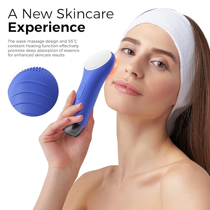 Face Scrubber Facial Cleansing Brush - Waterproof and Rechargeable Face Cleansing Brush with 4 LED Gentle Light, Cleansing, Exfoliating and Massaging, Electric Face Scrub Brush for Men & Women