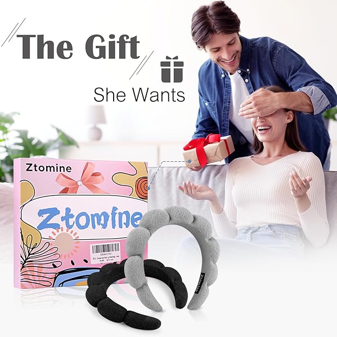 Ztomine Spa Headbands for Washing Face or Facial, Set of 2 Skincare Headbands, Terry Cloth Headband Wash Combo Pack - Puffy Makeup Washing, Mask, Skin Treatment