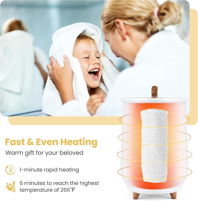 Tangkula Towel Warmer Bucket, 23L Large Luxury Bucket-Style Towel Warmer w/Fragrant Disc Holder, ETL Certified Bath Heater w/3-Level Heating, 20/40/60/90 Min Timer & Auto Shut Off (handle, 23L, White)