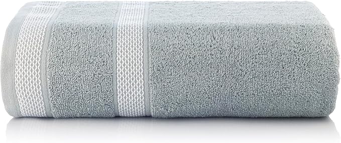 CASA COPENHAGEN Solitaire 4Pcs 100% Egyptian Cotton Large Designer Towels Gift Set- Grey, 600 GSM, 55"x27", 4Bath Towels for Bathroom (Box Pack, Set for Women & Men)