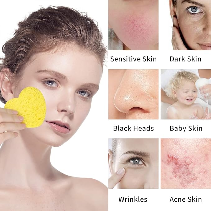 50-Count Facial Sponges Compressed, 100% Natural Cellulose Face Sponge Professional Cosmetic Spa Sponges for Face Cleansing, Exfoliating Mask, Makeup Removal for Travel and Home, Mixed
