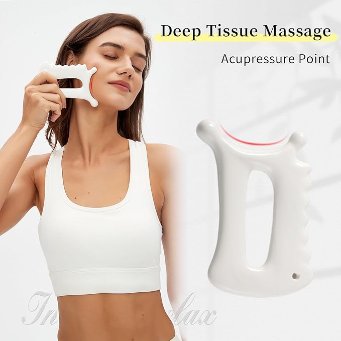 Advanced Ceramic Gua Sha Tool, Body gua sha tool for Women Men, Korean 괄사 Guasha Massage Tool for Fascia Massage and Cellulite；Lymphatic Drainage Tool, Face Sculpting Tool & Acupressure tool