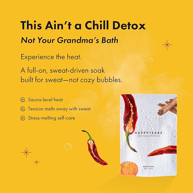 Happy Tears Bath Soak, Made in Korea, Sweat & Detox with Chili Pepper, 7.05 oz, 1-Pack