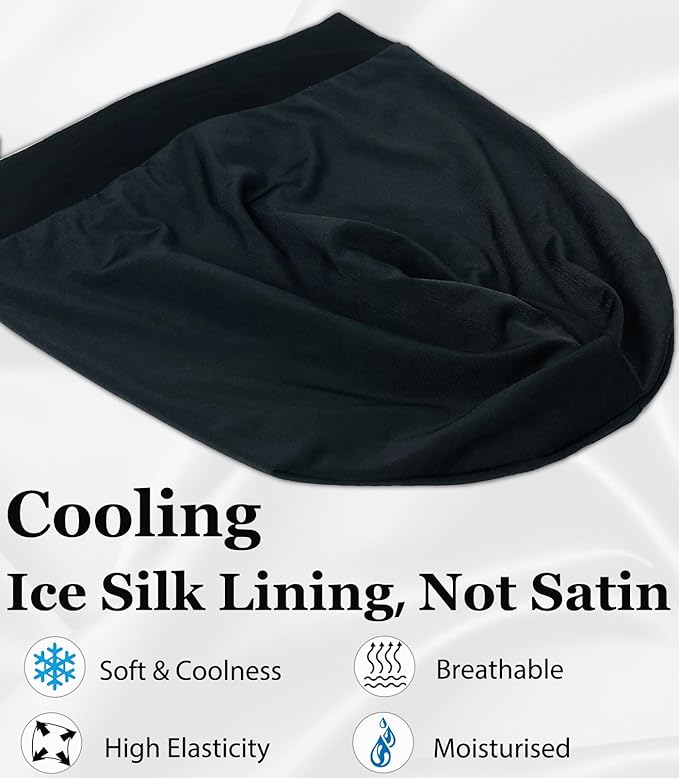 Sleep Cap Bonnet for Sleeping Black Women, Adjustable Cooling Ice Silk Lined Bonnet for Curly Braids Hair Cover Beanie Hat
