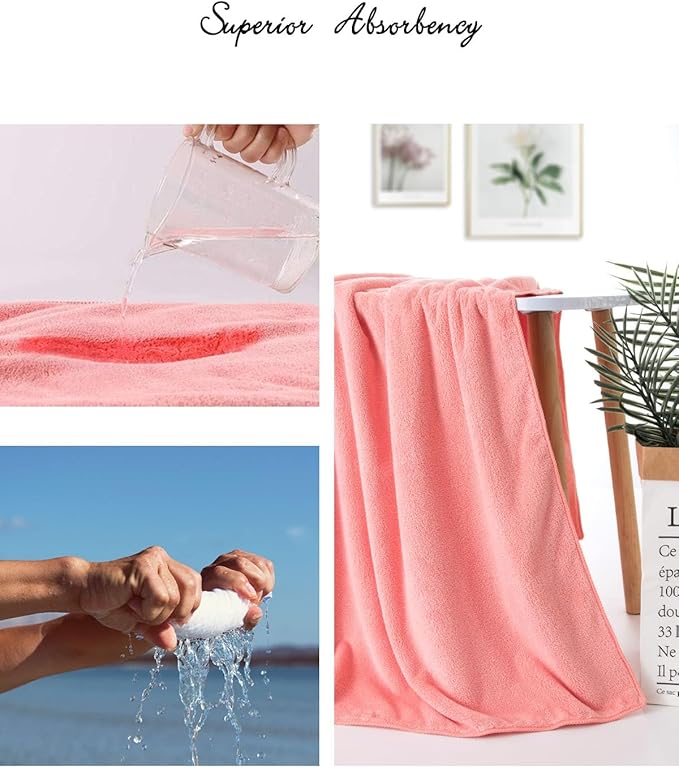 Lumimi Towels 6 Piece Multicolour Soft Microfiber Bath Towel Set Incredibly Absorbent Lightweight Quick Dry and Durable, 55" L x 27" W, 6 Pack Pink Red White Light Grey